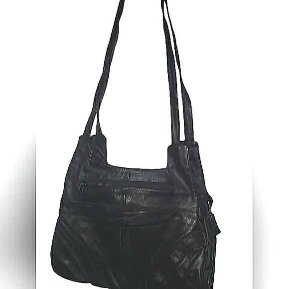 LEATHER SHOULDER BAG WITH 2 STRAPS UNBRANDED VINTAGE GOOD CONDITION. - Picture 1 of 8